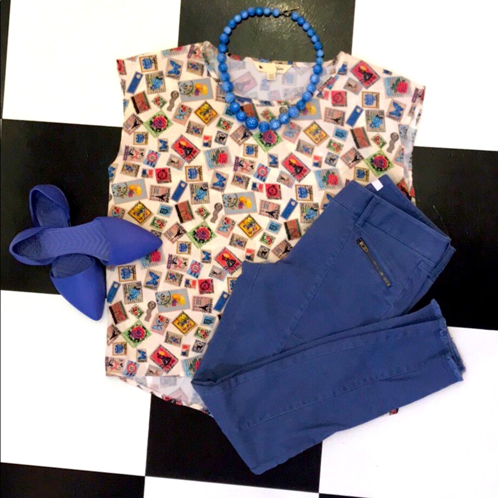 LOFT Blue raw edge denim